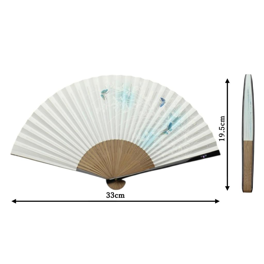 Butterfly Dance Made In Paper Traditional Japanese Personal X 33cm When Kyoto-style Fan, (Blue), Japan, Kyoto, Women's Fan, Craftsmanship, Accessory,