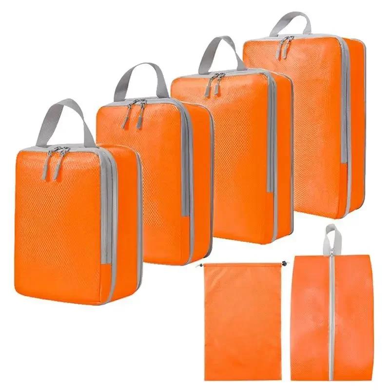 6PCS Travel Portable Compression Packing Cubes Waterproof Suitcase Luggage Organizer Zipper Foldable Storage Bags