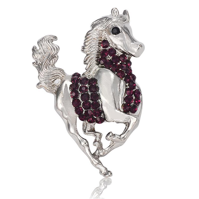 Vintage Enamel Galloping War Horse Zodiac Brooch Pins Women Men Clothing Accessories Suit Lapel Corsage Gift