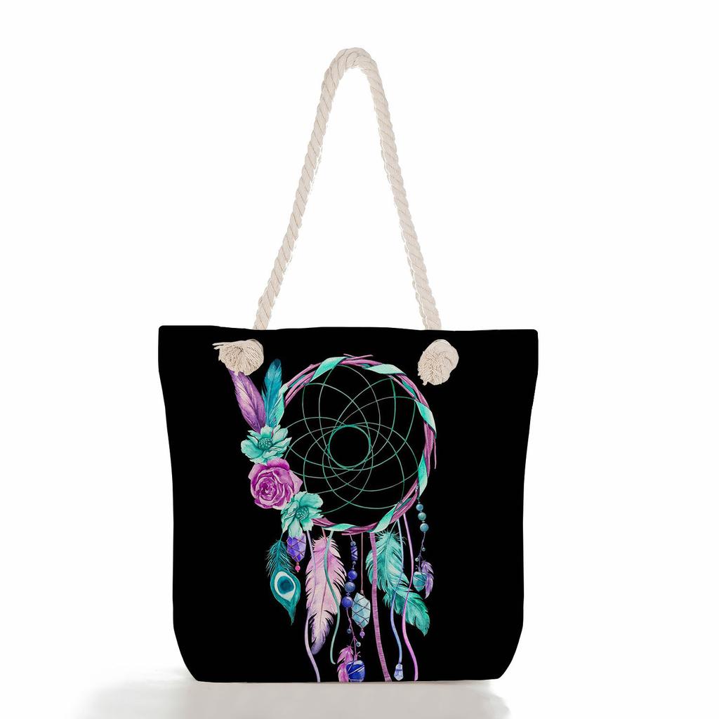 Multifunctional Butterfly Printed Thick Rope Shoulder Beach Bag Casual large capacity handbag 7614