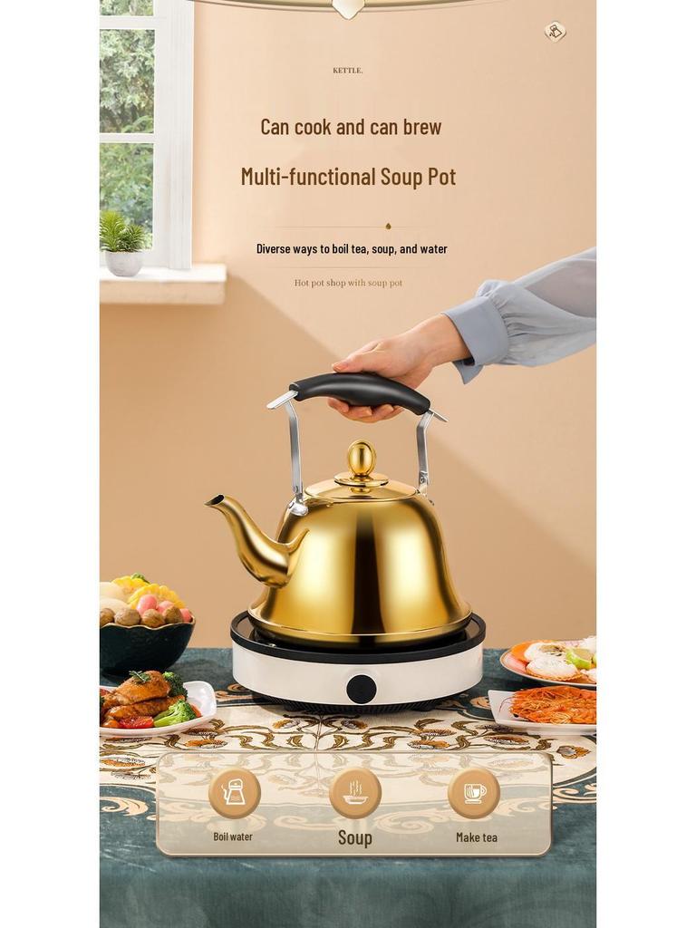 Commercial Stainless Steel Whistling Kettle for Tea & Soup Refill in Restaurants & Homes