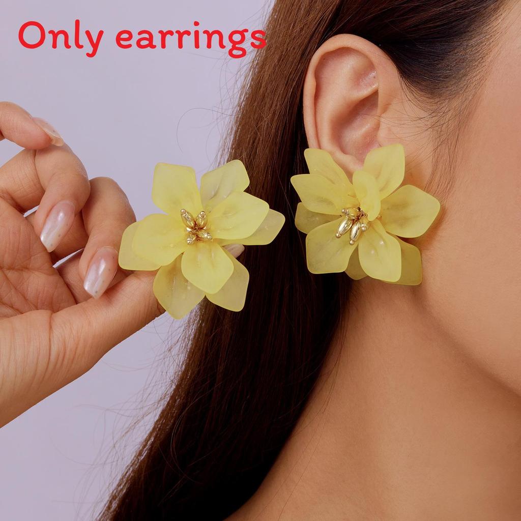Womens Acrylic Floral Earrings Handmade Geometric Plant Flower Accessories