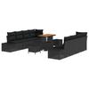 Ensemble de canapés de jardin vidaXL 11 pièces avec coussins Noir Poly Rattan Acacia, Sofa de jardin 2 places vidaXL364709