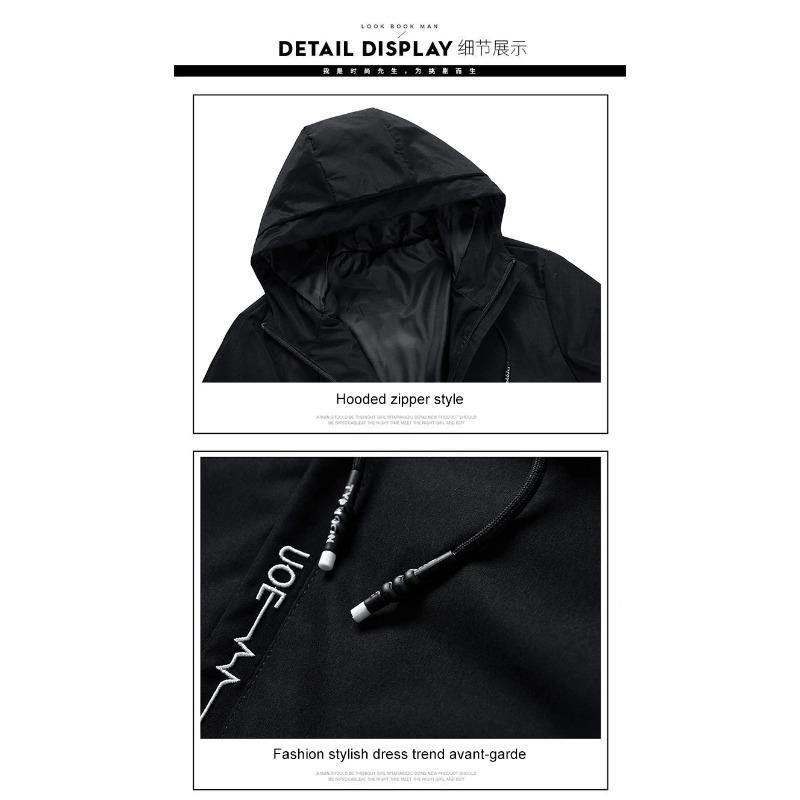 2025Spring and autumn street trend men's hooded coat, fashion outdoor hiking jogging zipper loose large size men's casual jacket