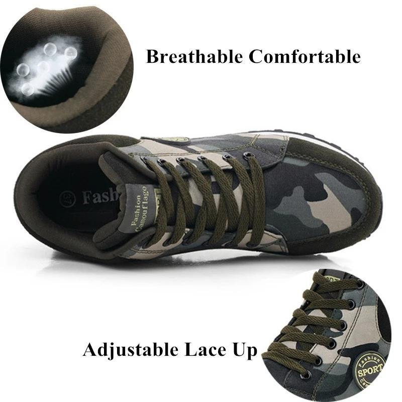 Fashion Camouflage Sneakers For Women Casual Canvas Shoes Lace Up High Top Outdoor Sneakers Womens Height Increase Shoes Size 42