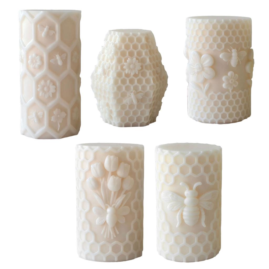 Honeycomb Candle Silicone Molds for Epoxy Resin Handmade Candle Soap Cylinder Silicone Molds for Home Decoration