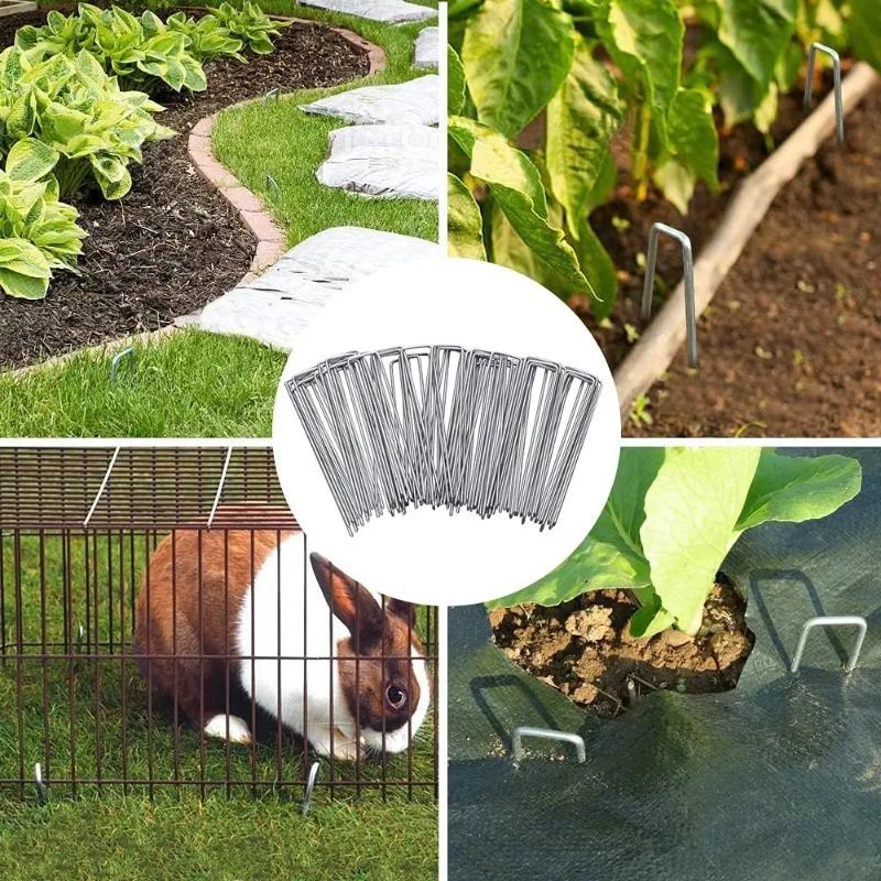 Heavy Duty Verzinkte U-Vormige Tuinpennen Landschap Grondpennen Grasmatpennen Gazon Barrière Bevestigingspennen Schutting Grondnagels