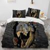3D Cartoon Dinosaur Illusion Comforter Bedding Set,Duvet Cover Bed Set Quilt Cover Pillowcase,Queen Bedding Set for Child Gift
