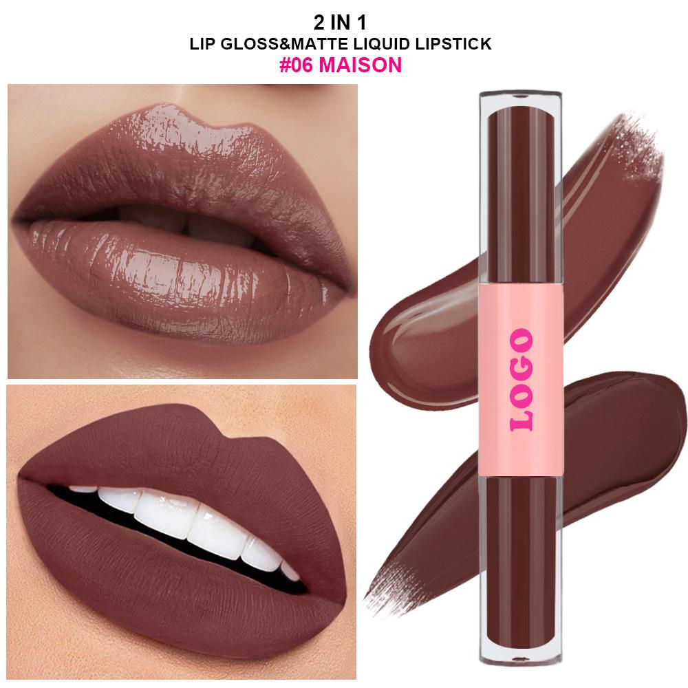 Long-lasting 2-in-1 Moisturizing Matte Liquid Lip Gloss