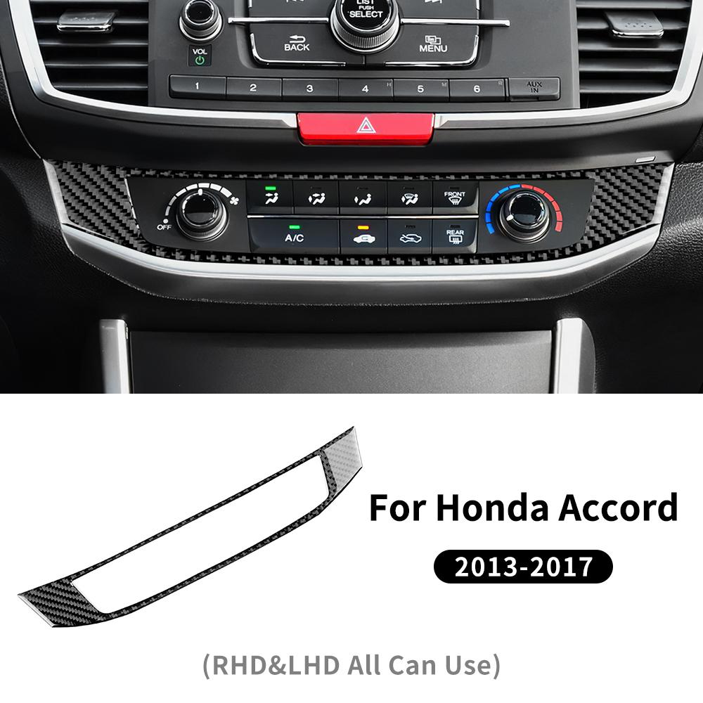For Honda Accord 2013 2014 2015 2016 2017 Real Soft Carbon Fiber Sticker LHD RHD Car Air Conditioner Switch Interior Accessories