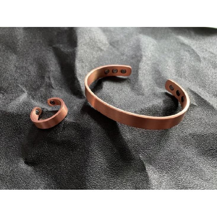 Pure Copper Magnetic Bracelet and Ring for Men and Women,Adjustable Healing Bangle with Ultra Strength Magnets,Magnetic Field Therapy (Cuff * 1 ·