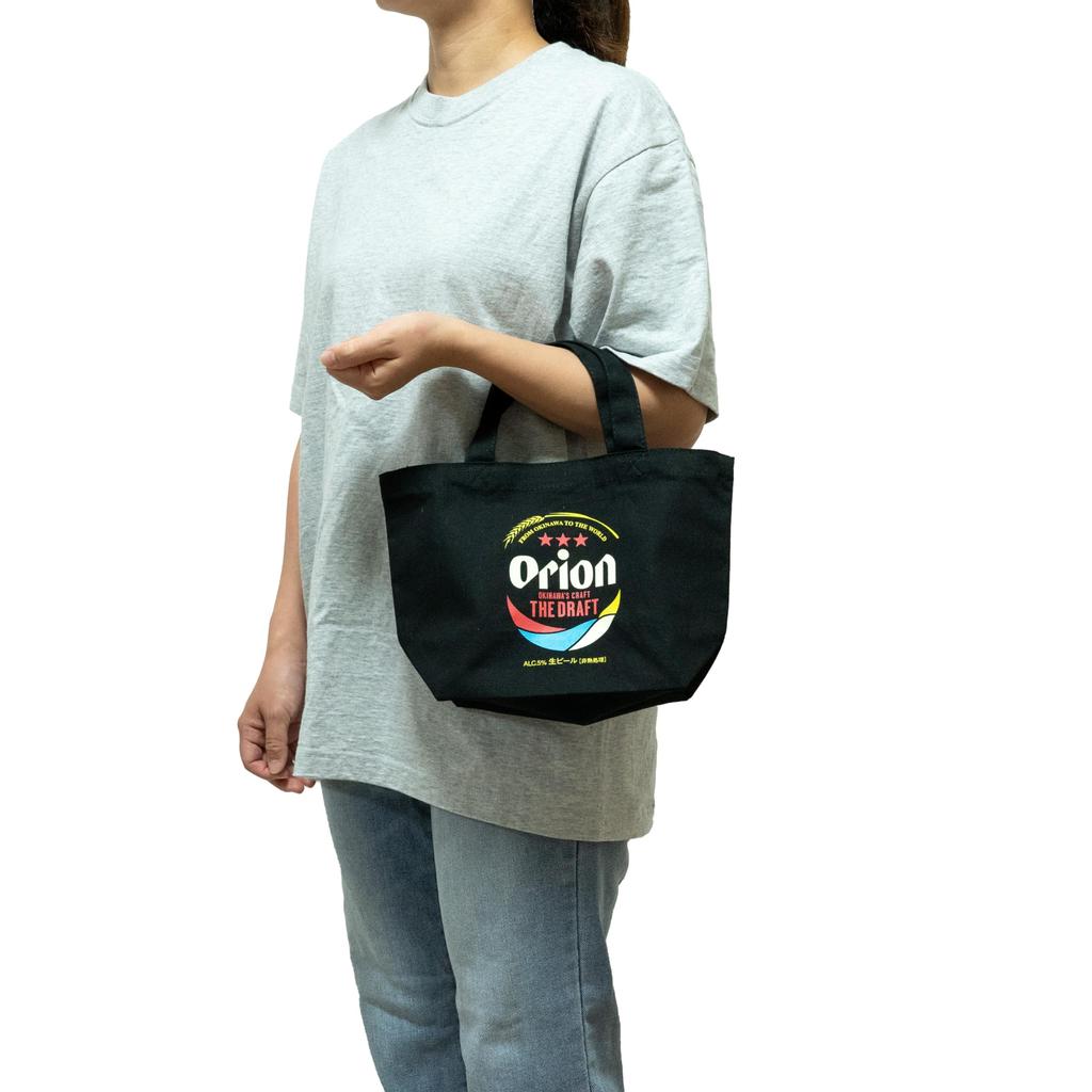 Draft Can Logo Canvas Bag S Size Tote Bag Natural Beige Black Okinawa Souvenir Handbag Shopping Commuting School [Orion Beer] (Black)