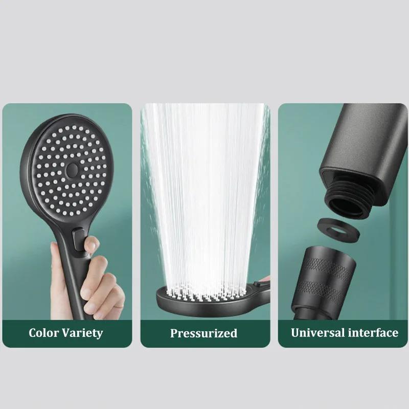 New Round Booster Shower Head Three-speed Large Panel Handheld Shower Head Home Bath Shower Set