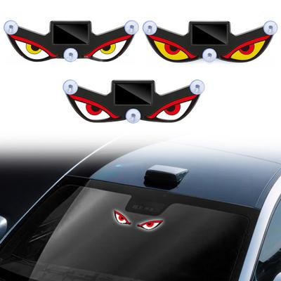 3Pcs Solar LED Car Decorative Light with Dynamic Eye Design USB-C Rechargeable Smart Sensor Car Light Vibration-Activated Suction Cup Mount Car