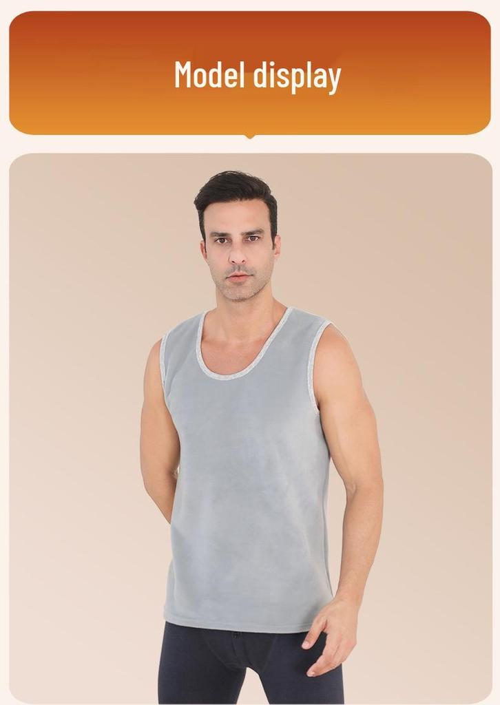 Men's Fleece-Lined Cotton Vest - Warm, Skin-Friendly Sleeveless Base Layer for Autumn/Winter