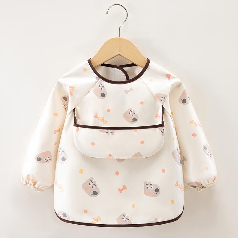Waterproof Long Sleeve Smock Bib for Boys & Girls - Stain-Resistant Baby Eating Apron with Reverse Wear Protection
