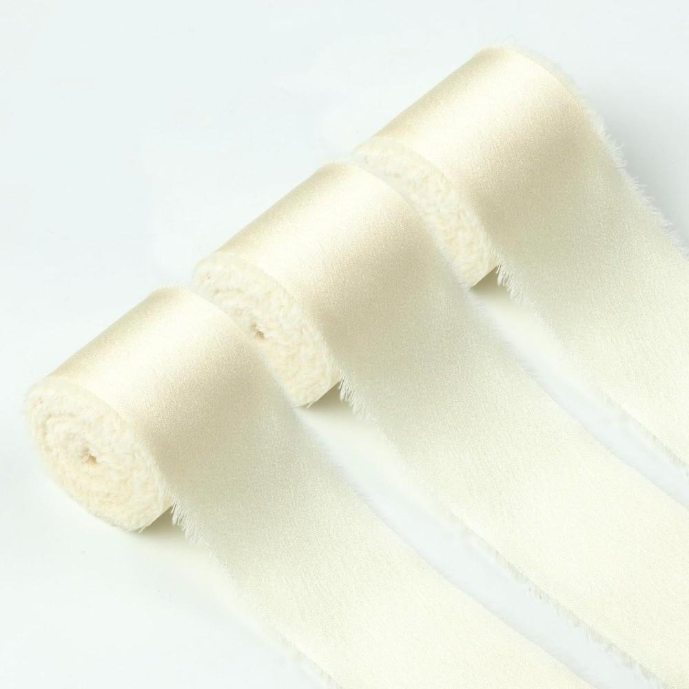 1 Roll 1.6in X 5Yd Solid Satin Ribbons Frayed Ribbons for Crafts Silk Ribbons  for Wedding Decor