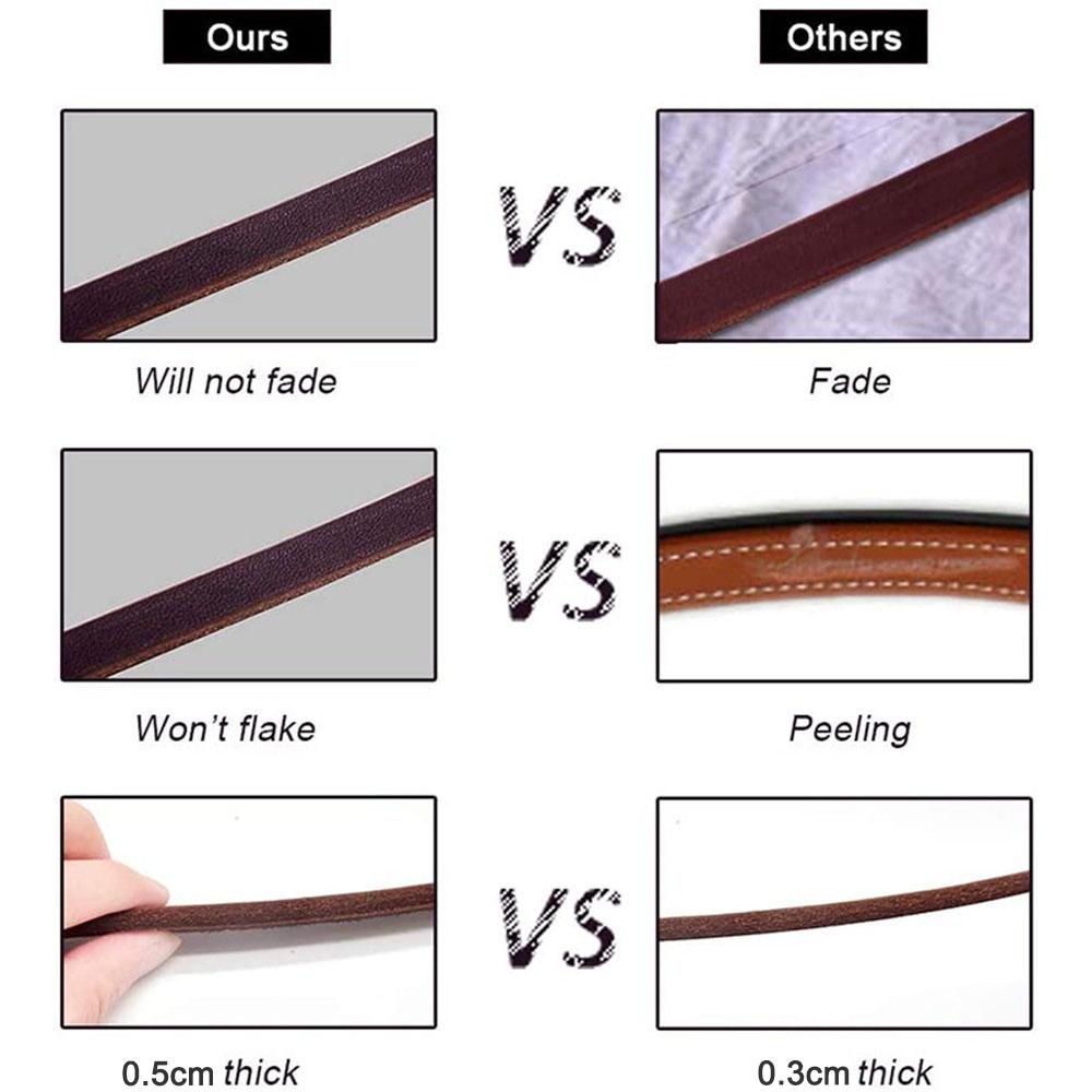 Real Leather Dog Slip Lead Leash Adjustable Pet Dog Slip Chain with Slider Strong Flat Leather Dog Training Leash for Large Dogs