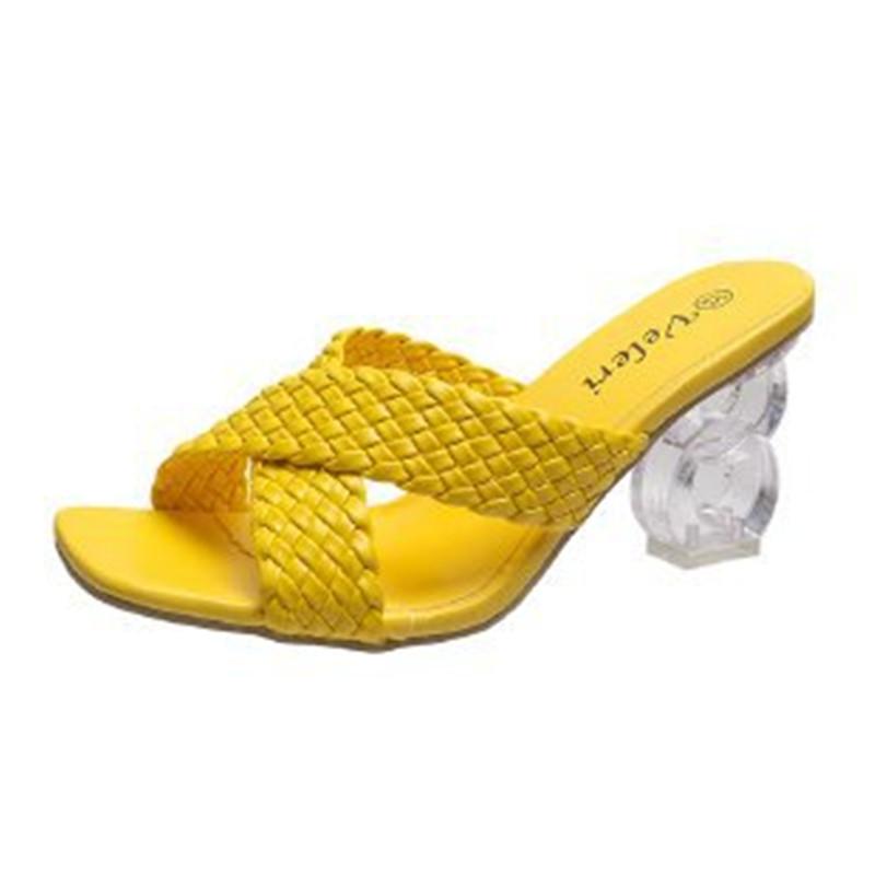 Fashion Women Slides High Heels Mules Fetish Summer Slip On Toe Sandals Low Heels Slippers Prom Stripper Sandles Shoes Plus Size 35-43