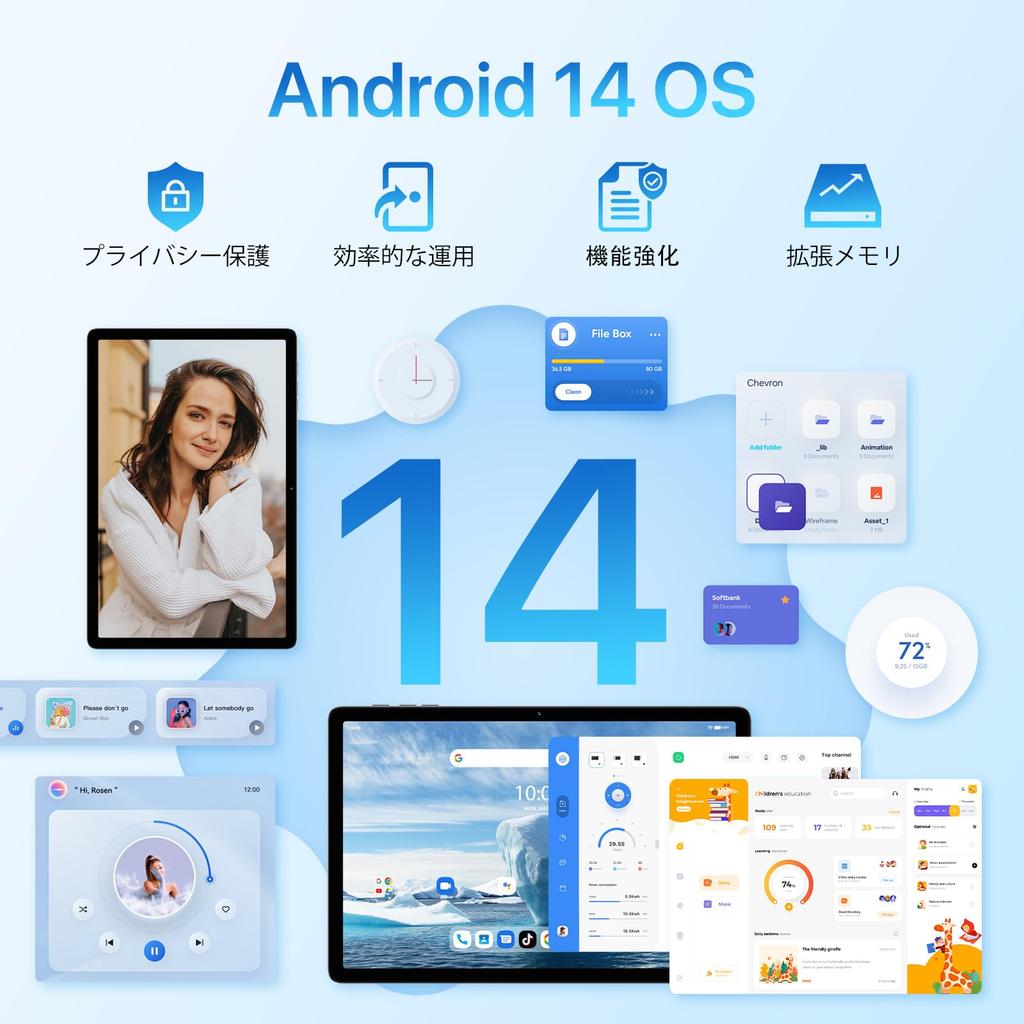 UMIDIGI Android Tablet New Android 14 Tablet PC with 8GB RAM 256GB 4G 13MP FM Face and 18W Fast Charging G9 TAB Green (2024 Release) 11-inch + ROM/1TB