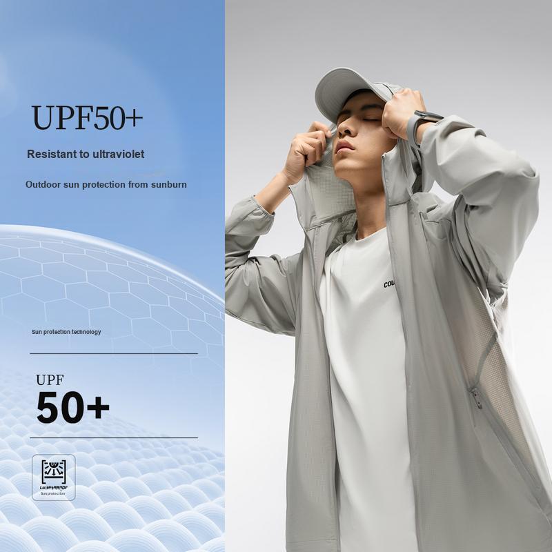Li Ning Outdoor CF Lightweight Breathable Ice Comfort UPF 50+ Hooded Sun Protection Jacket Men jackets Cooking-Smoke-Gray AFDWE57-2