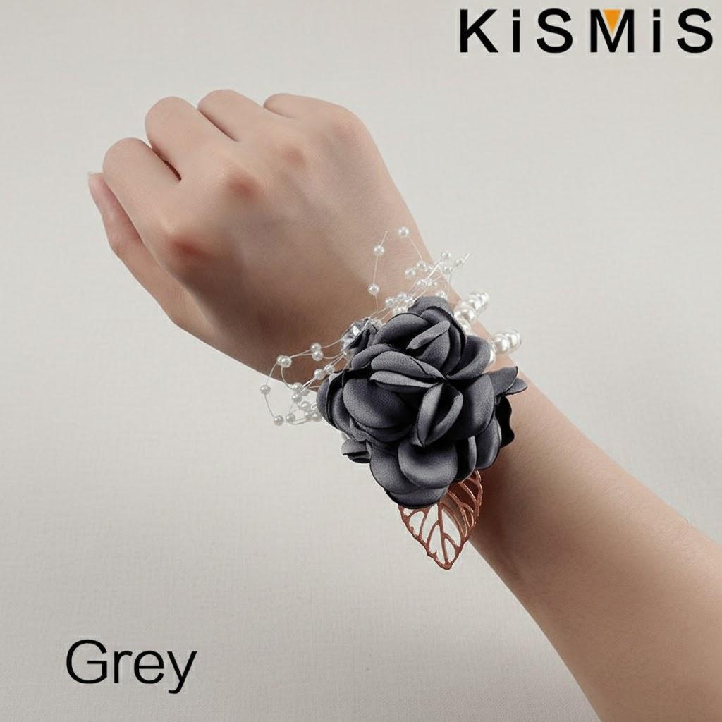 Wrist Flowers Corsage Flower Girl Hand Flower Wrist Corsage Graduation Party Hand Flower Decor Bracelet Jewelry Accessories серый
