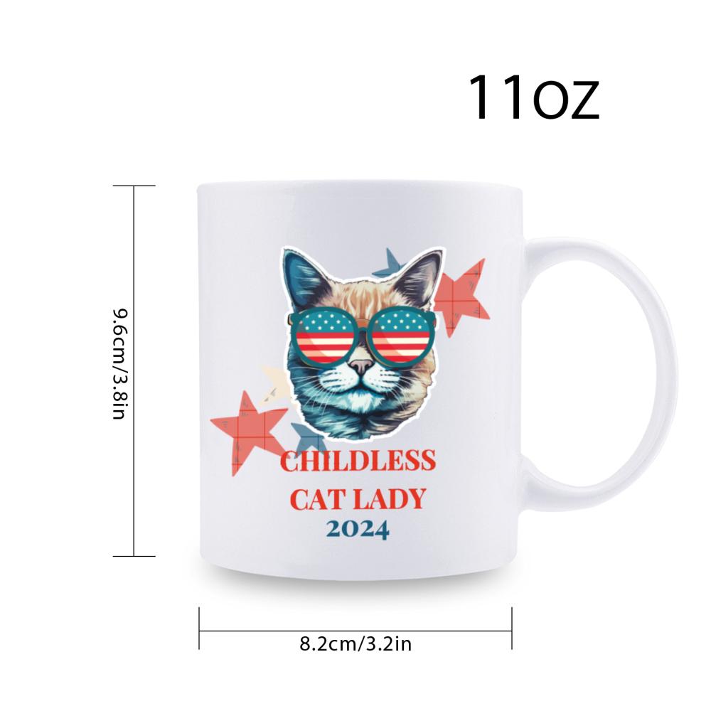 2 pcs, 3A grade, 11 oz, 330 ml Coffee cup, Childless Cat Lady mug Ceramic, Decoration Birthday Halloween Christmas and New Year