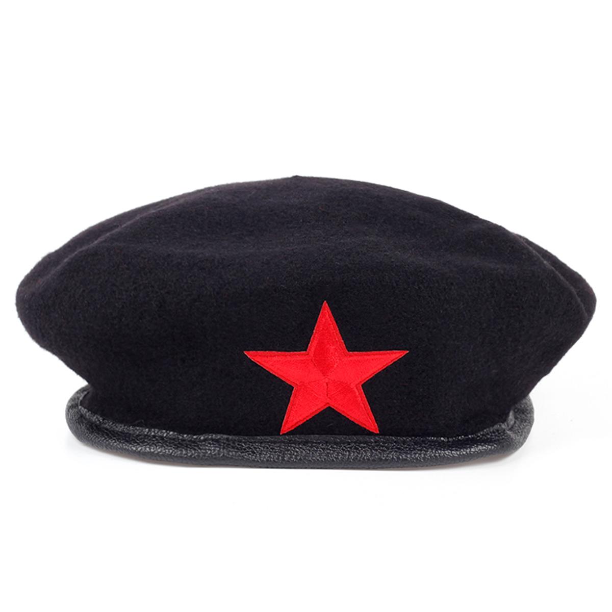 

Unisex Five Pointed Star Sticker Beret Men Women Painters Hats Autumn Winter Warm Berets Flat Caps чорний