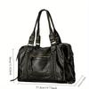 Women's Fashi Vintage Washed Soft Leather Tote Bag Large Capacity Commuter Multi-Pocket Shoulder Messenger Bag