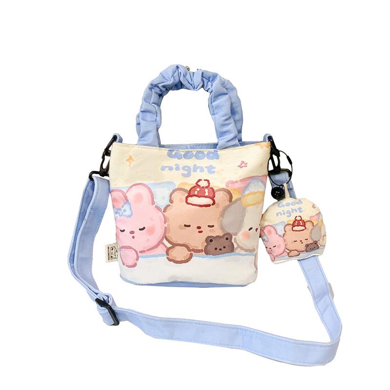 Холщовая сумка-ведро Doodle большой вместимости - Мультяшная на плечо/через плечо