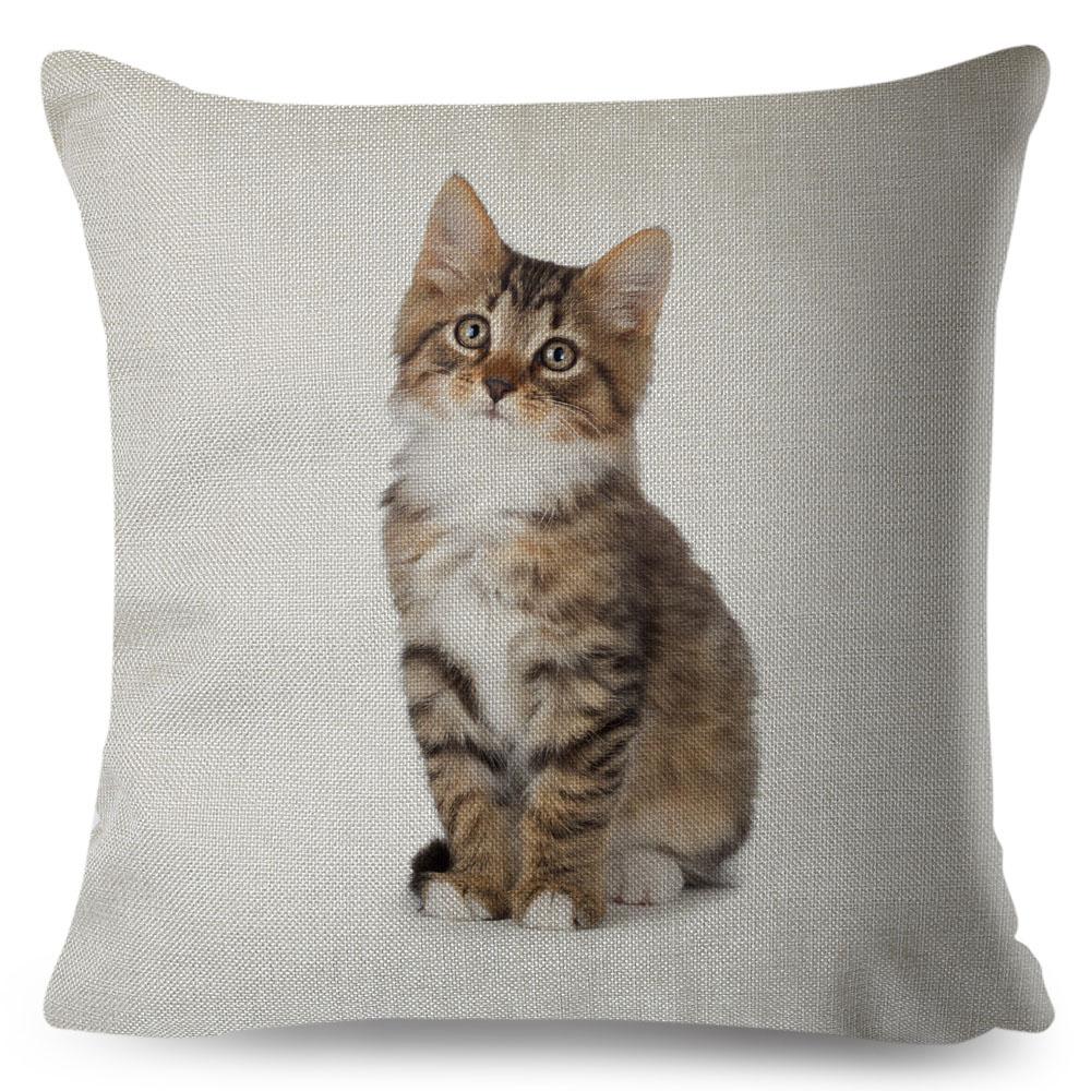 Cute Cat Pillowcase Decor Lovely Pet Animal Print Cojines Cushion Cover Polyester Pillow Case for Home Sofa Children Room 45x45