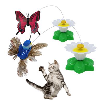 Automatisches elektrisches rotierendes Katzenspielzeug, bunter Schmetterling, Vogel, Tierform, Kunststoff, lustiges Haustier, Hund, Kätzchen, interaktives Trainingsspielzeug