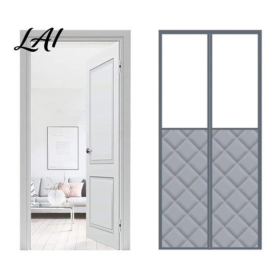 Insulated Door Cover for Winter Magnetic Thermal Curtain Padded with Window Privacy Curtain Bedroom Magnet Closure Windproof Soundproof Living Room