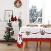Christmas Bow Holly Rectangle Waterproof Tablecloth Table Decor Winter Xmas Kitchen Dining Tablecloth Christmas Decorations