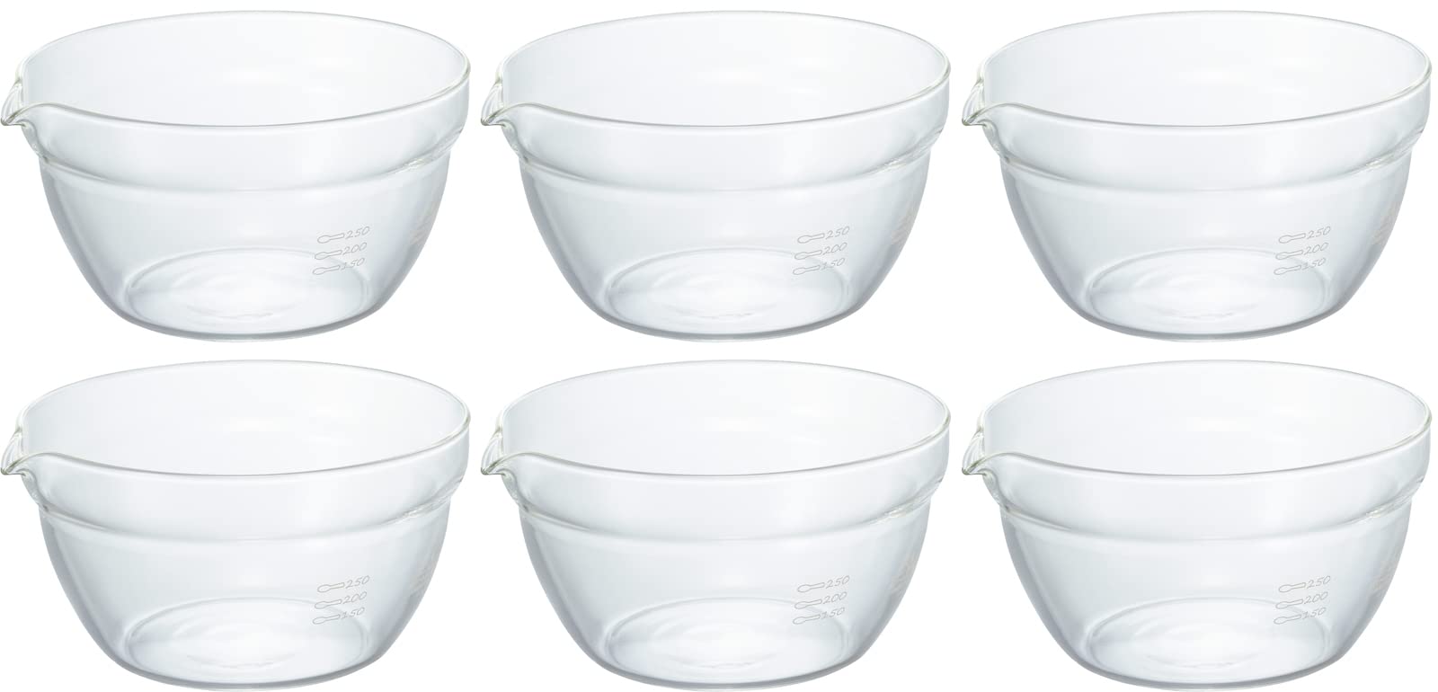 HARIO glass serving set of (Hario) Japanese-made heat-resistant bowl, 400ml, KB-40-BK, 6, clear.