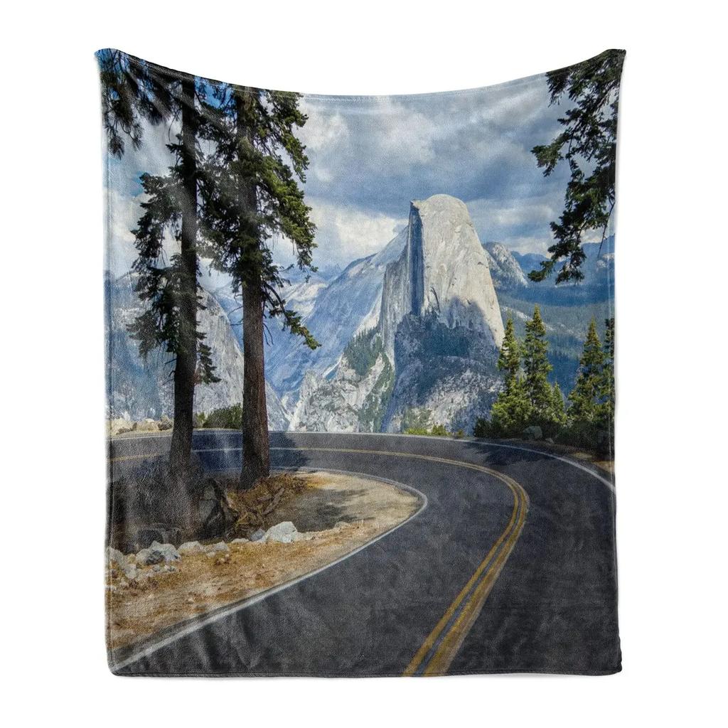 Landscape Throw Blanket, Grand Teton National Park Snowy Peak Mountains Nature Scene Picture Soft Flannel Blanket for Adult Gift