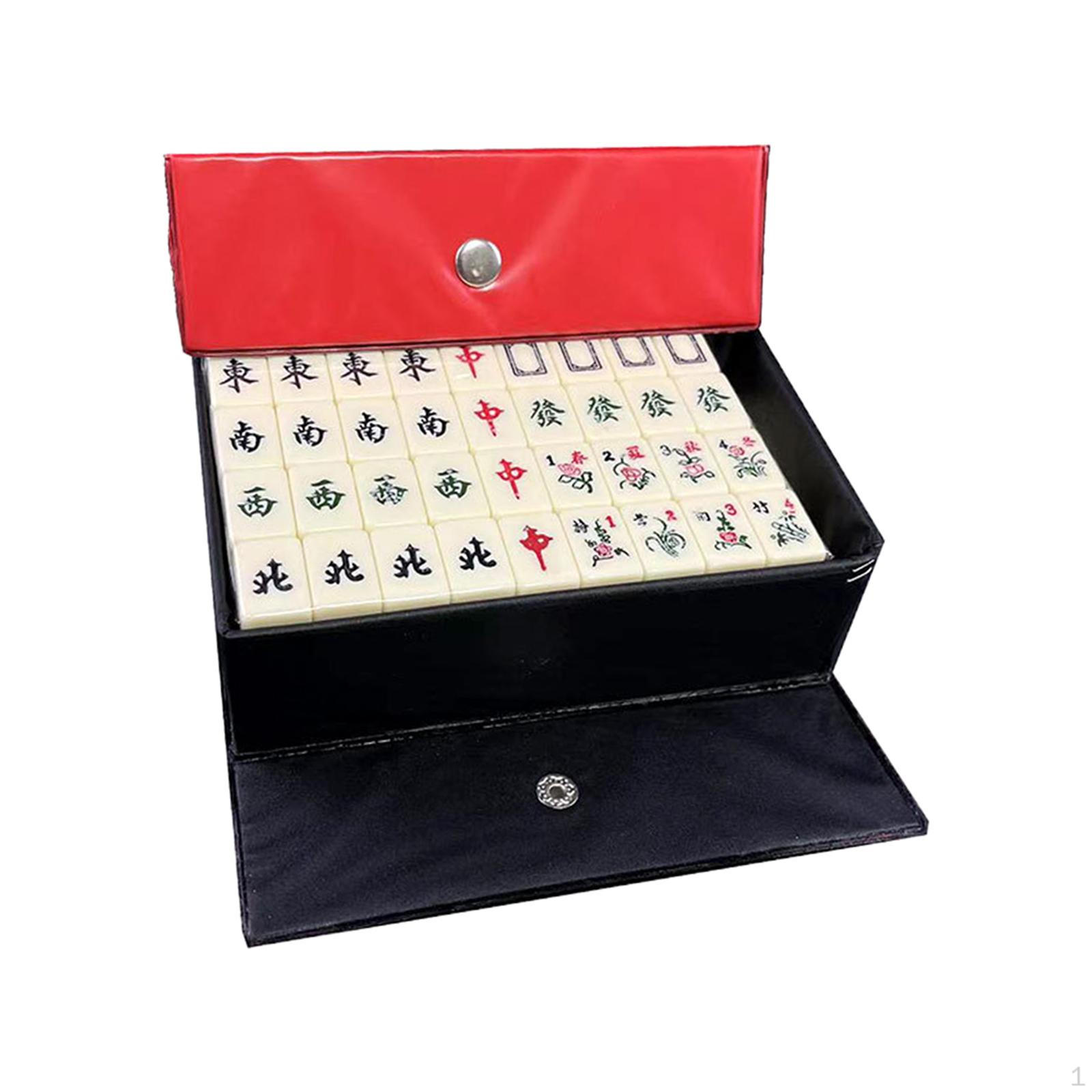 Traditional Chinese Mahjong Game Set with Carrying Case Board for Travel Family Party
