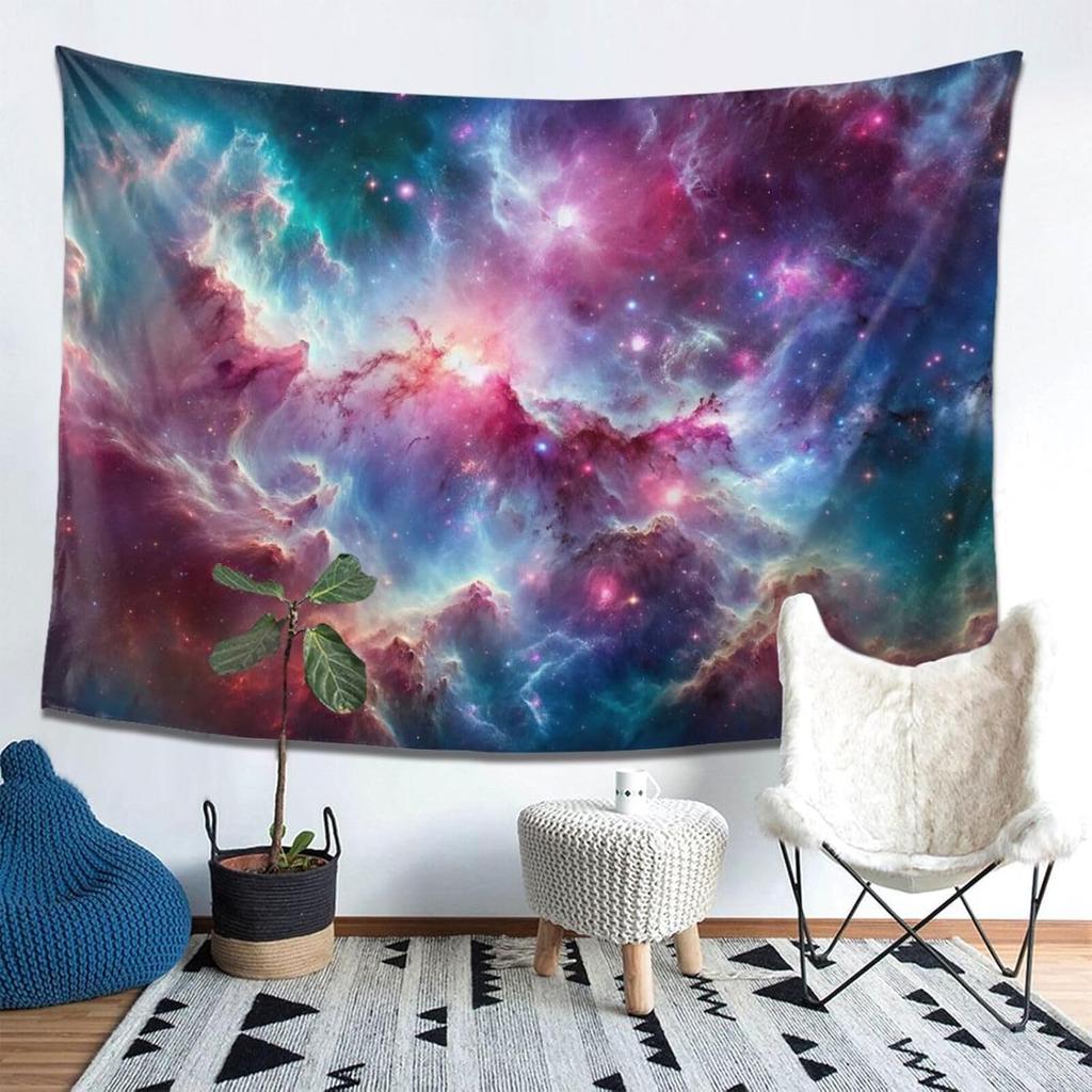 Nebula Tapestry Fancy Purple Space Star Wall Art Bedroom Aesthetic Space Mysterious Fantasy Night Sky Room Decoration Bedroom