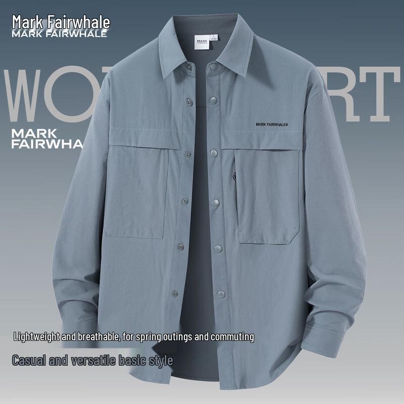 MARK FAIRWHALE Men s Loose Fit Workwear Long-Sleeve Shirt 2XL
