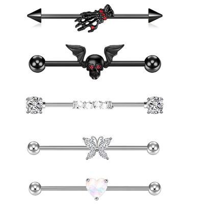 European And American Stainless Steel Diamond -Mosaic Bat Ear Bone Bone Nails Skull Hand Vermiculite Flower Butterfly Earr