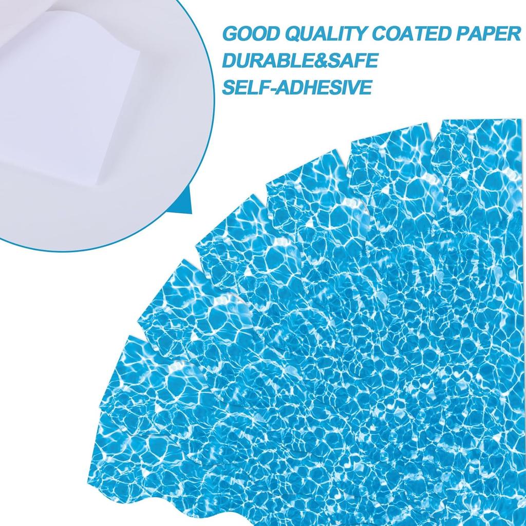 69Ft Ocean Wave Bulletin Board Border Water Ripples Coastal 60Pcs Blue Under The Sea Scalloped Trim Border Stickers Decal for Summer Back to School