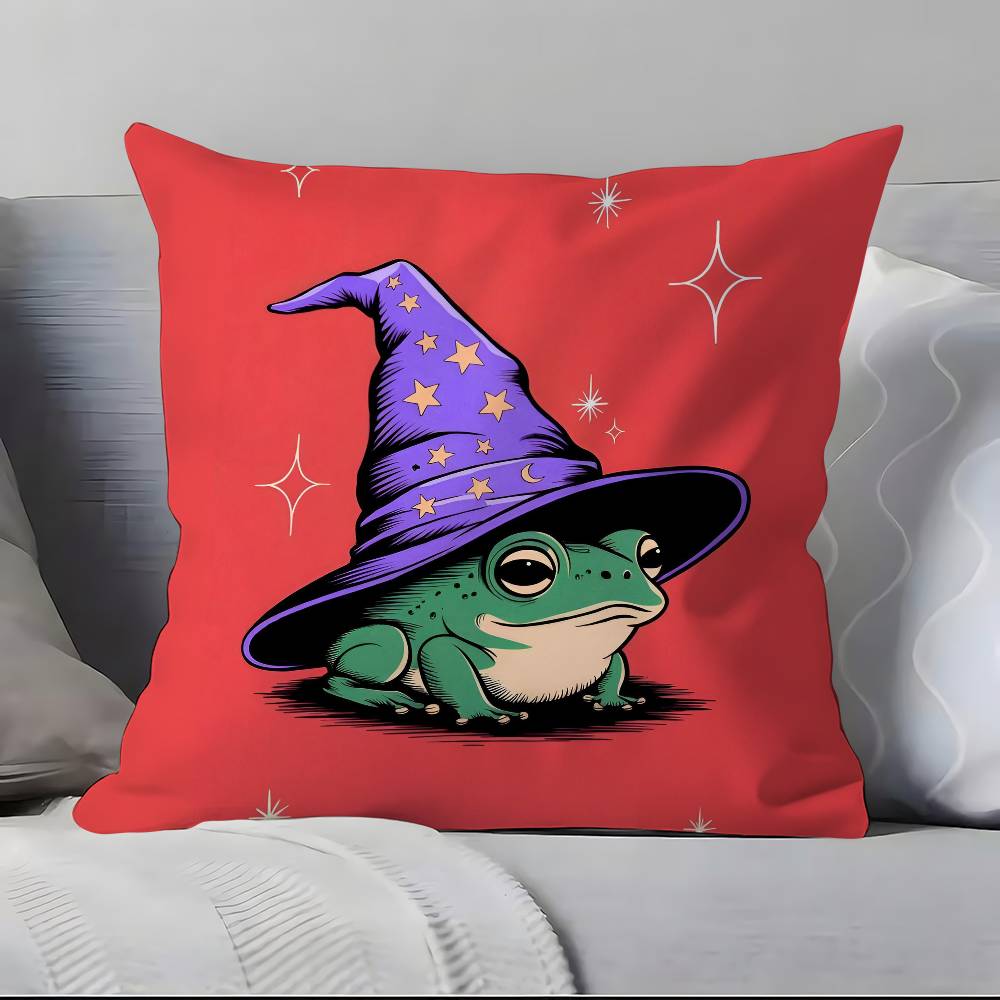 W-Wizard frog Anime Pillow Case Anti-dustmite Pillowcase Invisible zipper silky short plush Sofa cushion cover