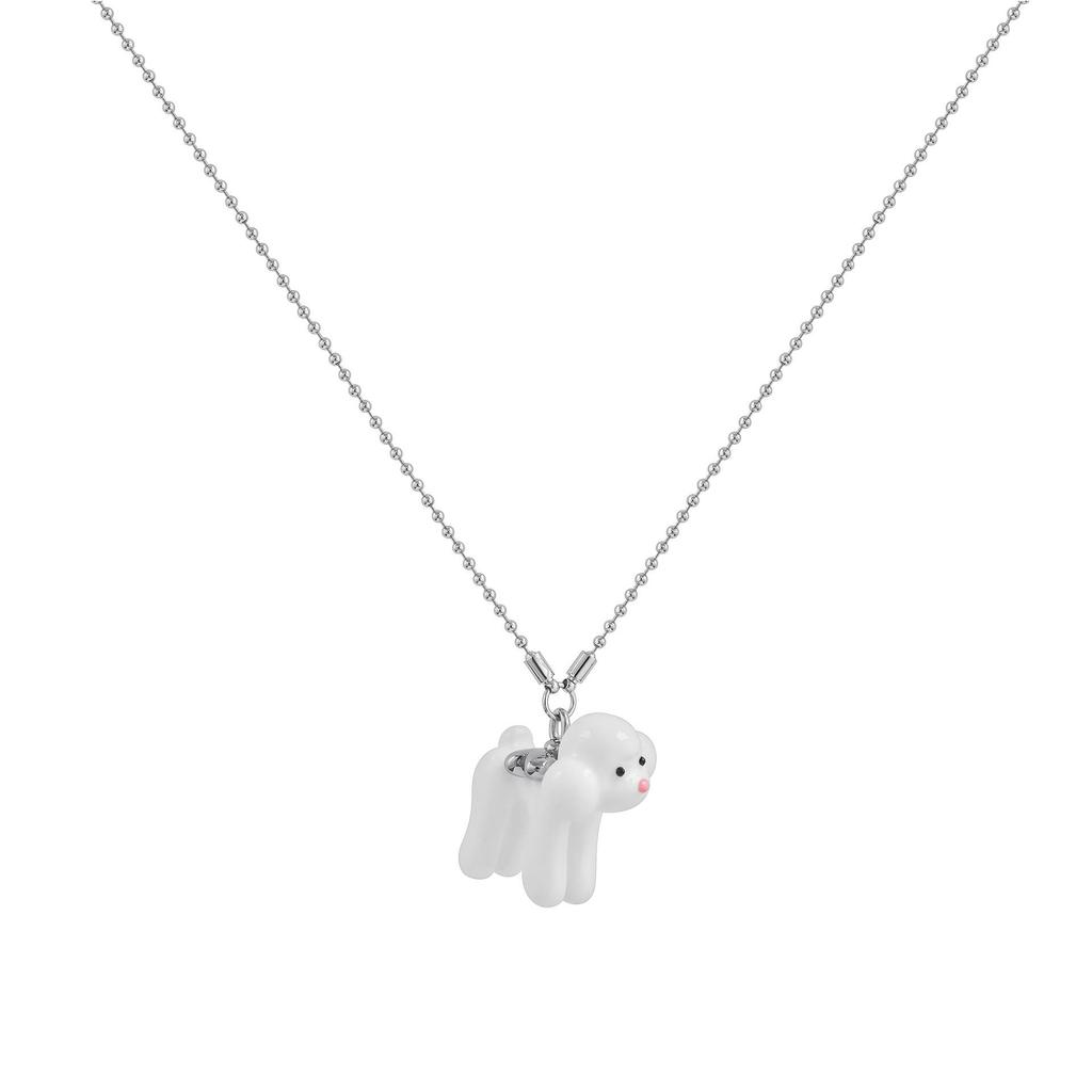 FWIS Love Heart Teddy Necklace & Dog Stud Earrings - Autumn/Winter Versatile Style Sweater Chain