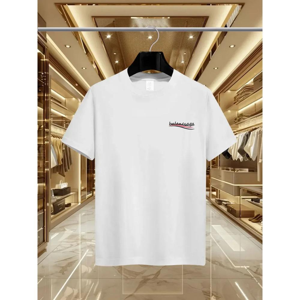 Parisian printed men's T-shirts, men's short-sleeved round-neck casual tops, international urban trends for summer and spring me