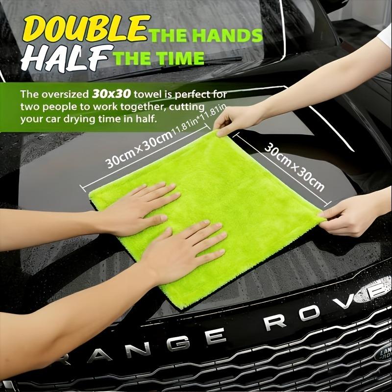 1/2 Pack Fluorescent Green Car Cleaning Cloth, Car Wash Towel, Glass Cleaning Towel, Extra Large and Thick, Super Absorbent, Non-Marking