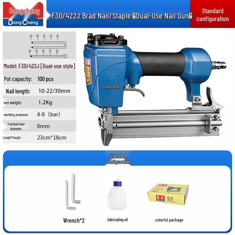 Dongcheng Pneumatic Nail Gun - F30 Woodworking Mosquito, Steel, and T50 Strip Nailer Stapler