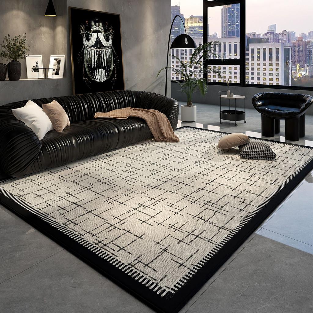 Minimalist Abstract Line Carpet Nordic Gray Artistic Decorative Rug Large Size Living Room Carpet Bedroom Easy Clean Bedside Rug