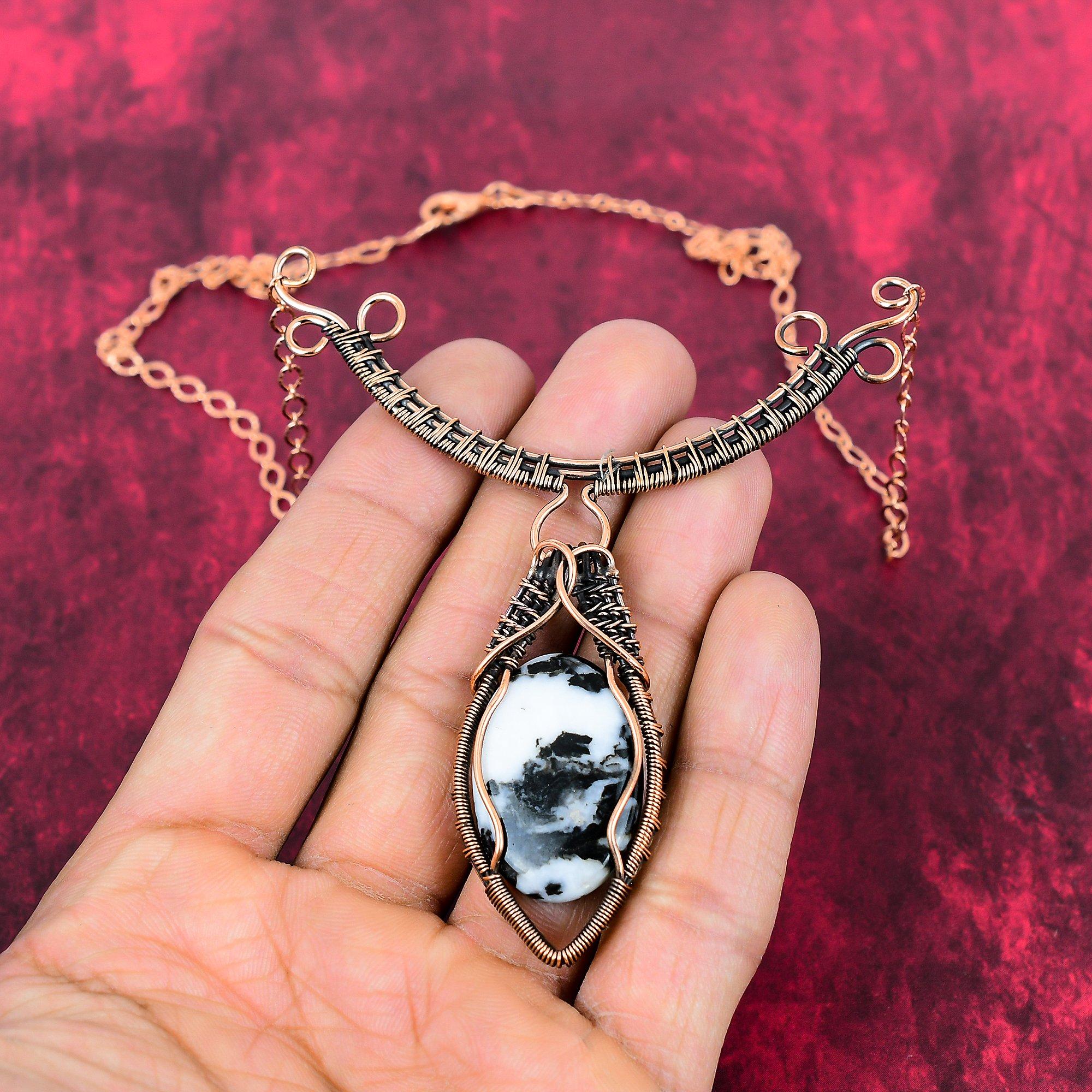 White Buffalo Turquoise Necklace Copper Wire Wrapped Necklace Adjustable Chain Necklace Copper Jewelry Handmade Necklace Gemstone Jewelry Adjustable