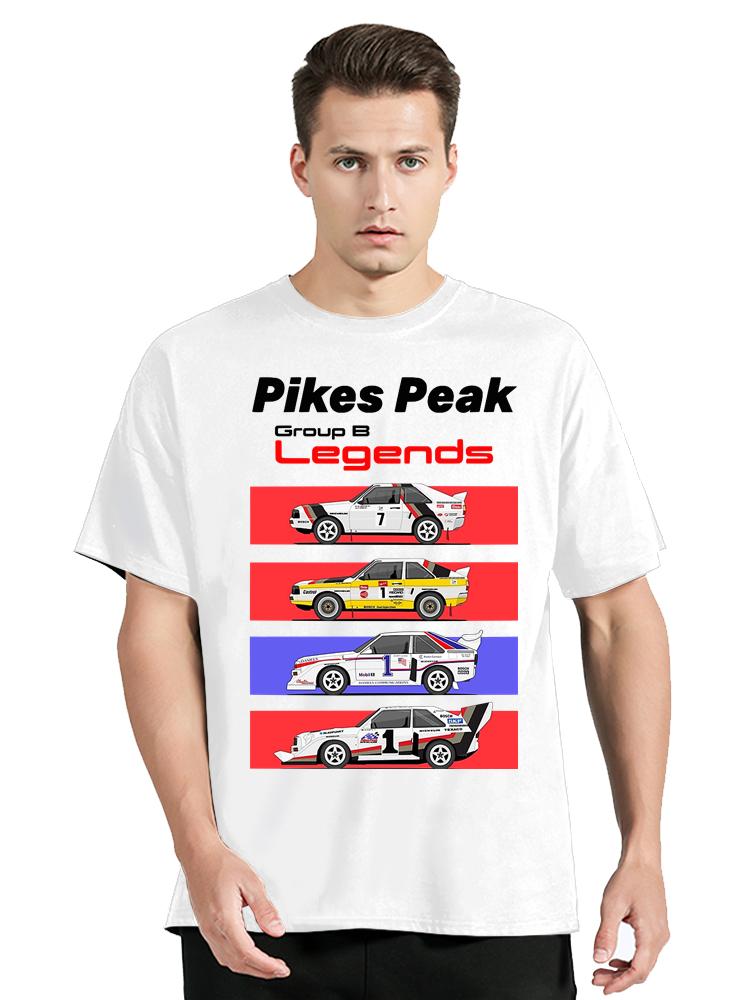 Pikes Peak Gruppe B Legenden Rallyeautos T-Shirts Lustiges T-Shirt Herrenbekleidung Hip Hop T-Shirt O-Ausschnitt Übergroßes T-Shirt Baumwoll-Tops