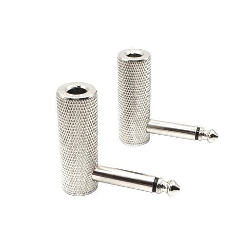 

1/4 6.35mm Right Angle Adapter Male to Female 90 Degree TS Connector for Guitar, Brass, 2pcs